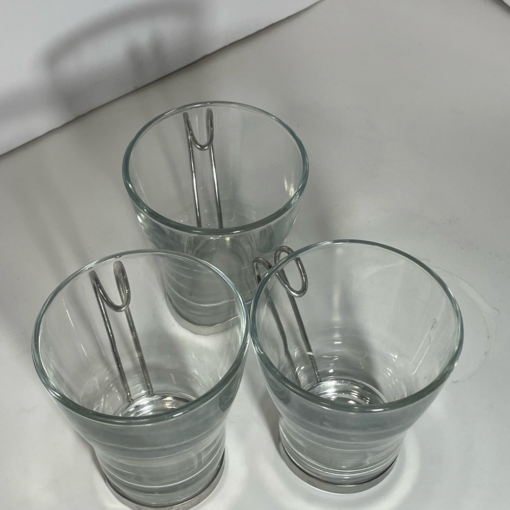 Bormioli Rocco expresso glasses. Three shown. Set includes four glasses.